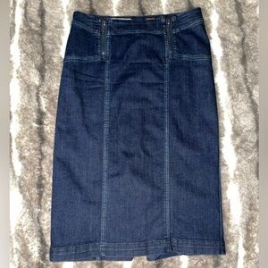 Pilcro & the Letterpress Dark Wash Denim Double Front Zipper Pencil Skirt